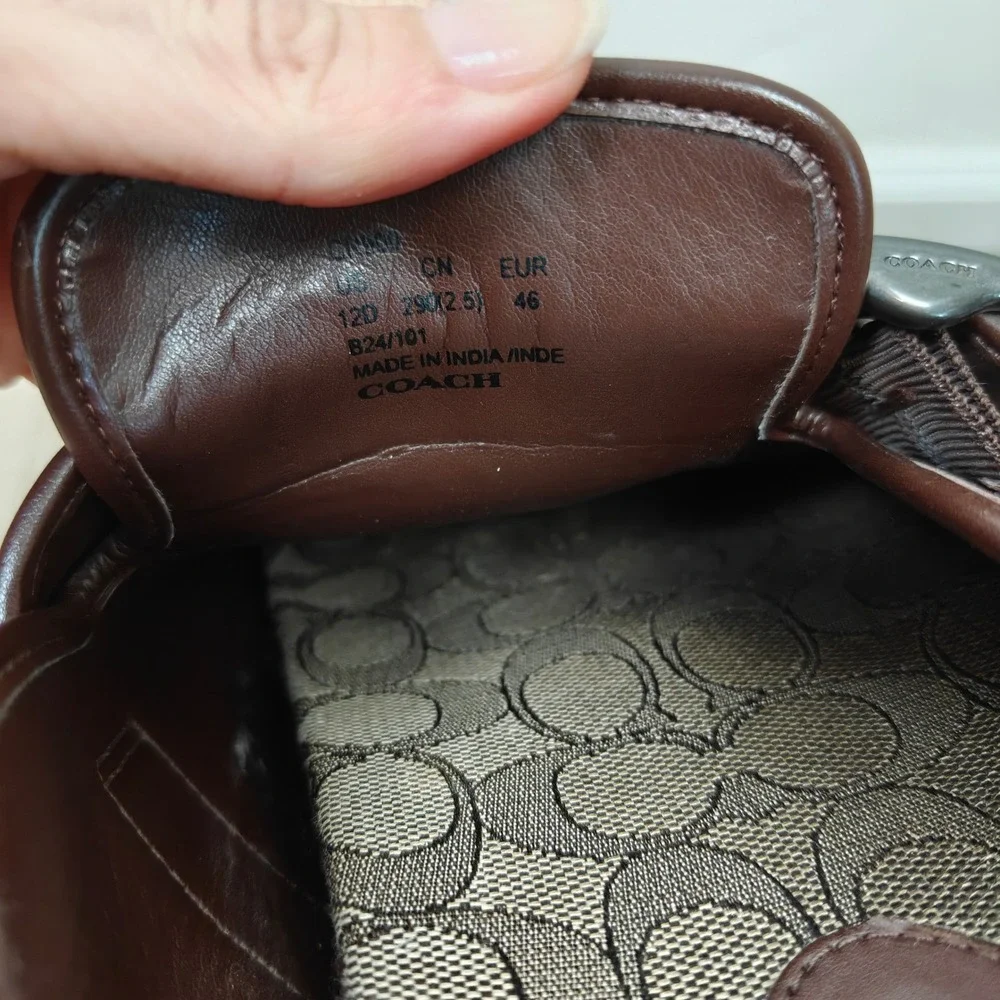 Coach Mens Clogs 12 Brown Suede Buckle Strap Monogram Gorpcore Luxury